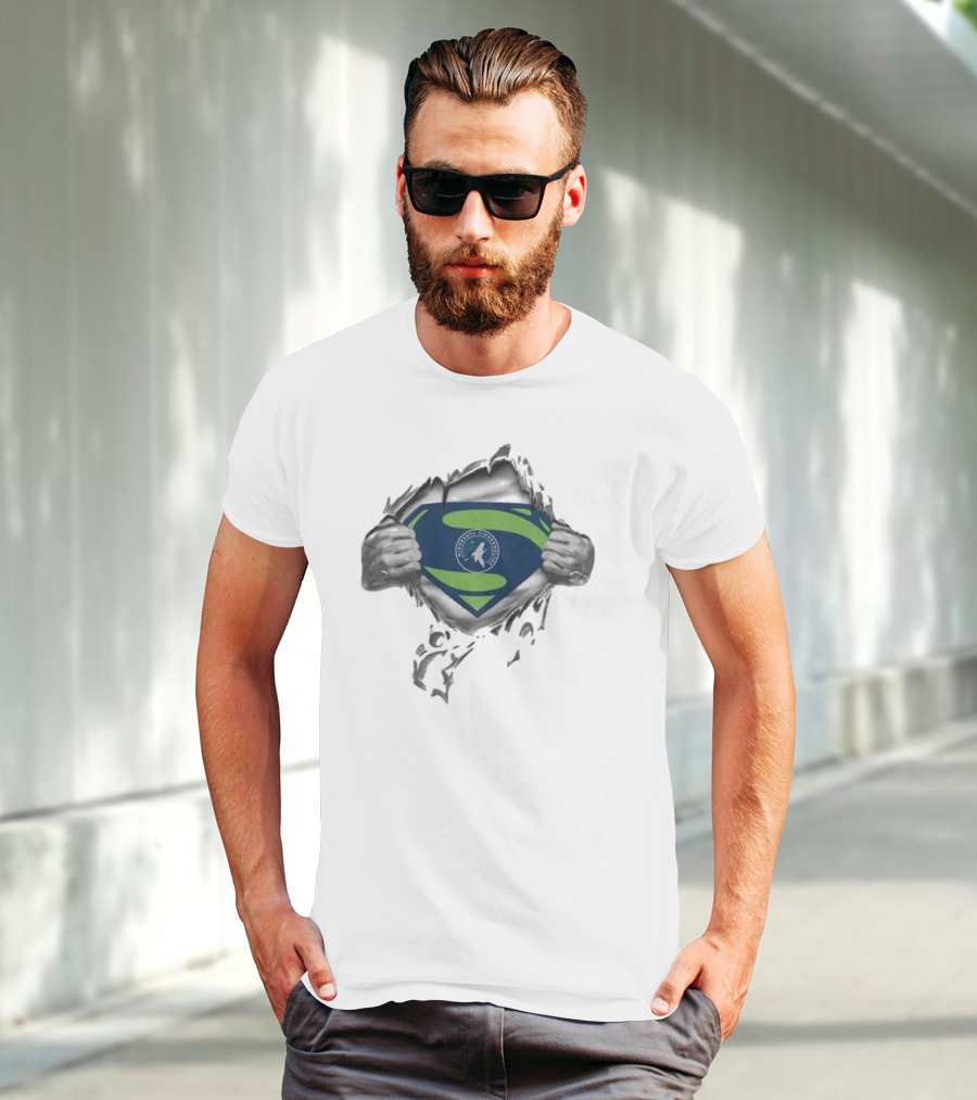 Minnesota Timberwolves Superman Logo Fusion T-Shirt