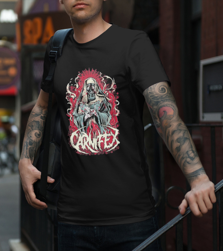 Carnifex Sister Rot Gas Mask Nun With Red Aura T-Shirt