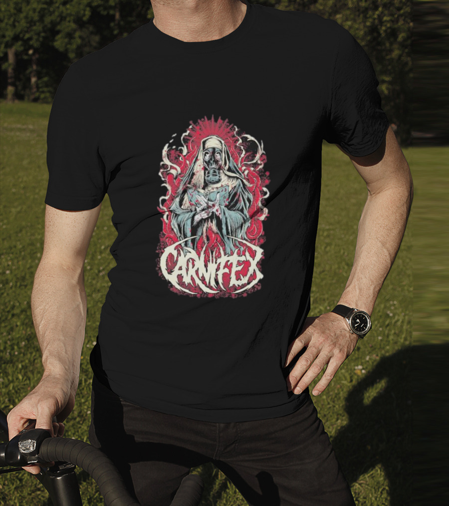 Carnifex Sister Rot Gas Mask Nun With Red Aura T-Shirt
