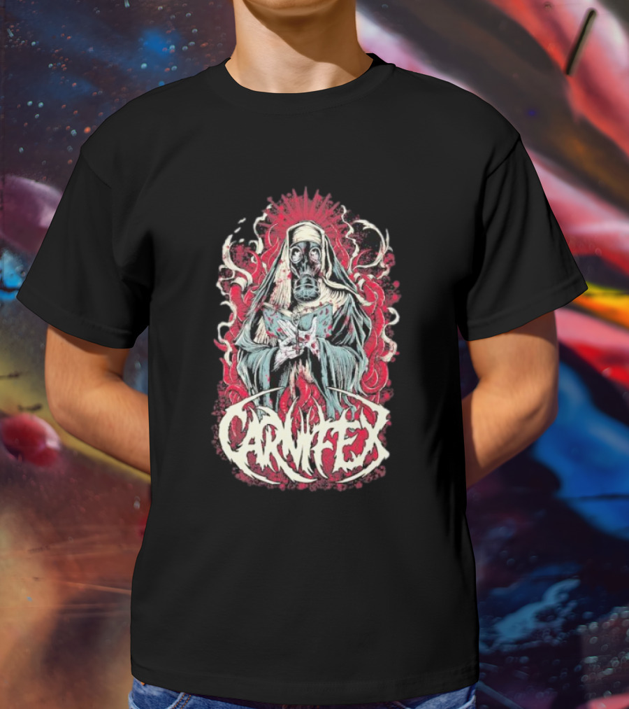 Carnifex Sister Rot Gas Mask Nun With Red Aura T-Shirt