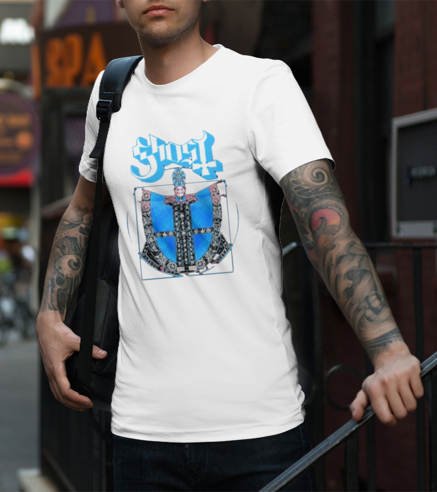 Ghost Vitruvian Skeleton Pope T-Shirt