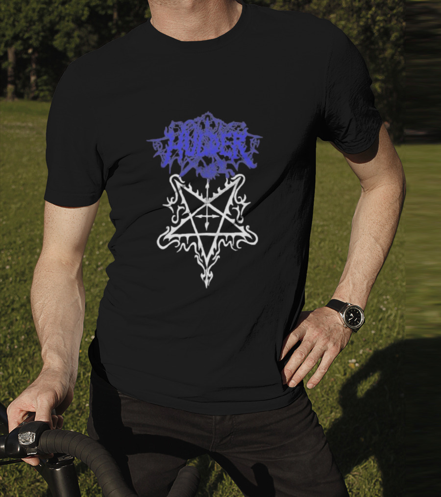 Hulder Pentagram Symbol With Decorative White Inverted Star And Blue T-Shirt