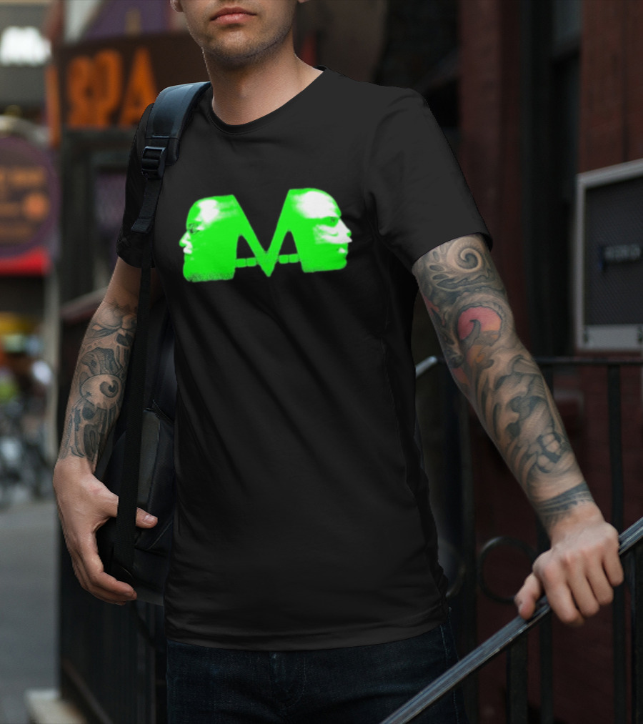 Mansionz M Faces Neon Green Portrait T-Shirt