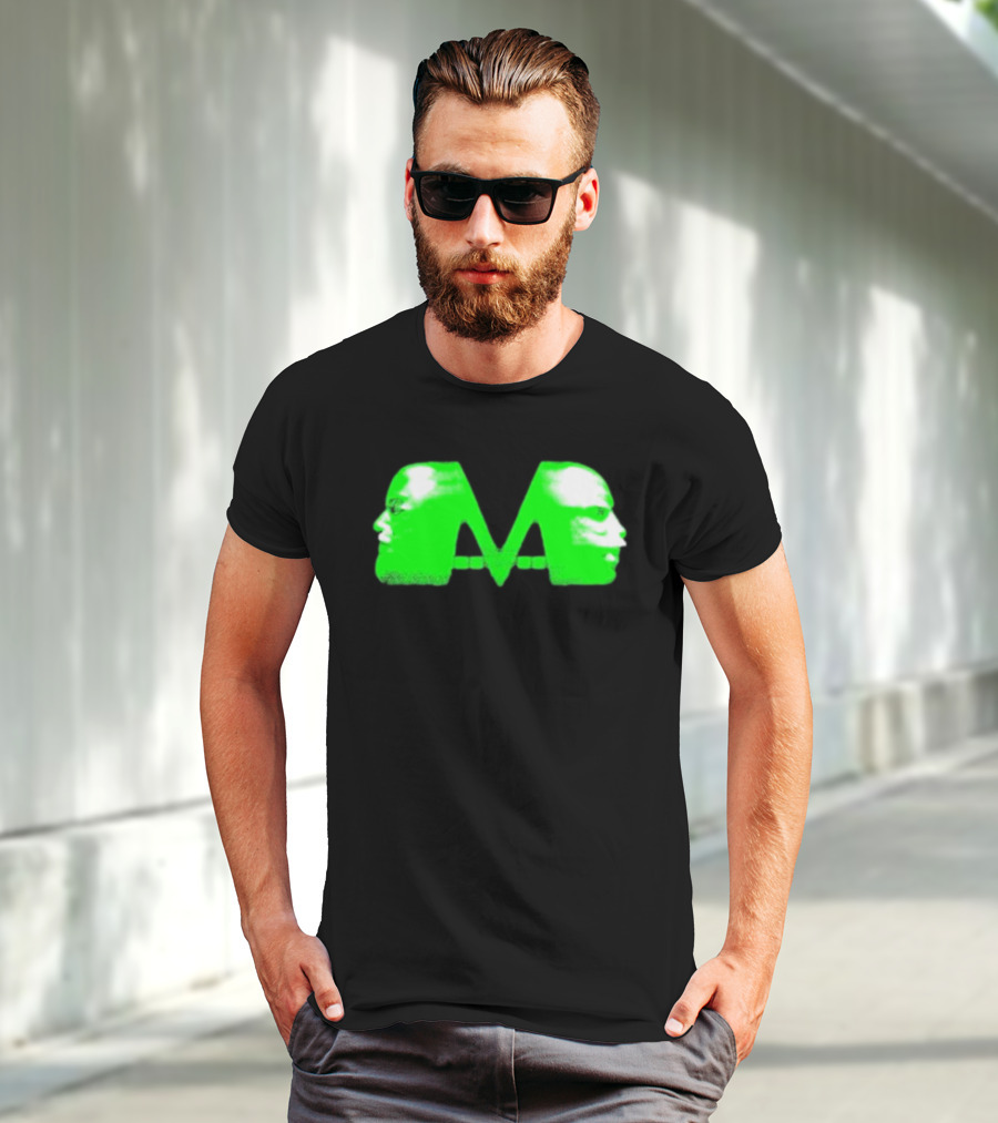 Mansionz M Faces Neon Green Portrait T-Shirt