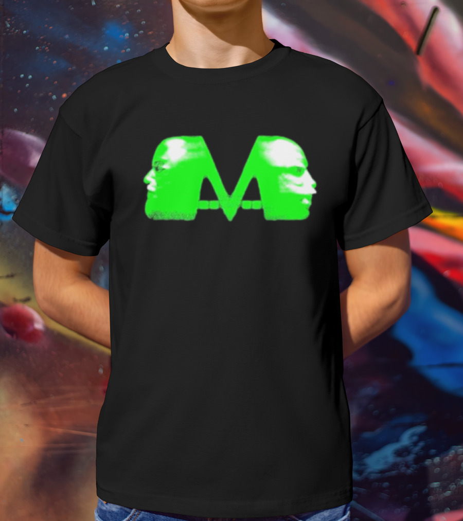 Mansionz M Faces Neon Green Portrait T-Shirt