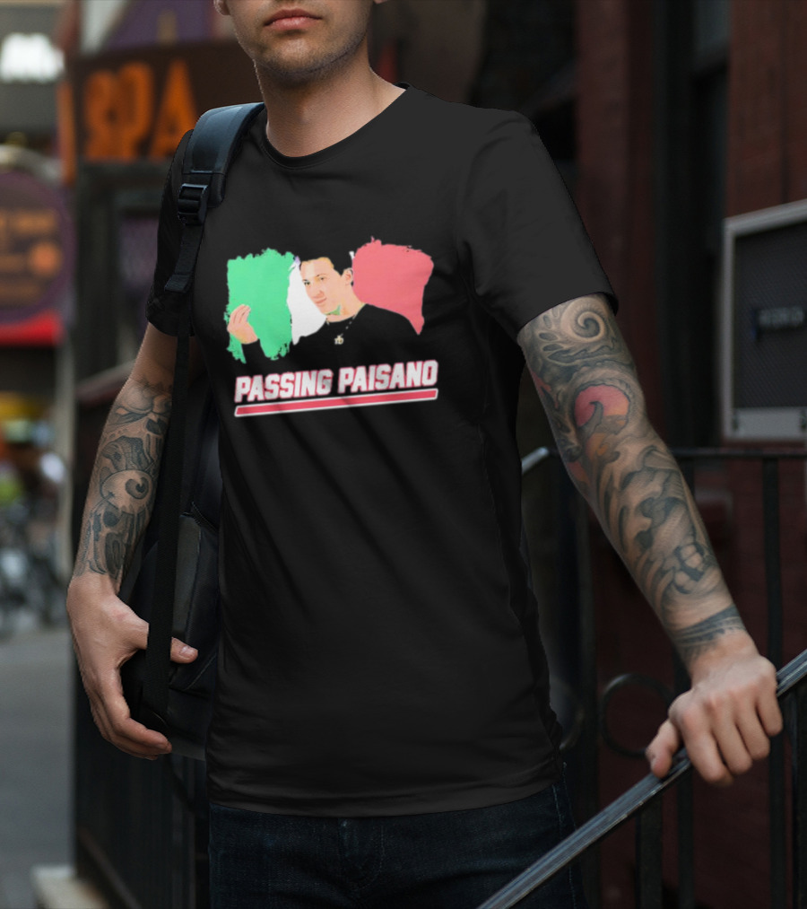 Passing Paisano Italian Gesture Flag Background T-Shirt