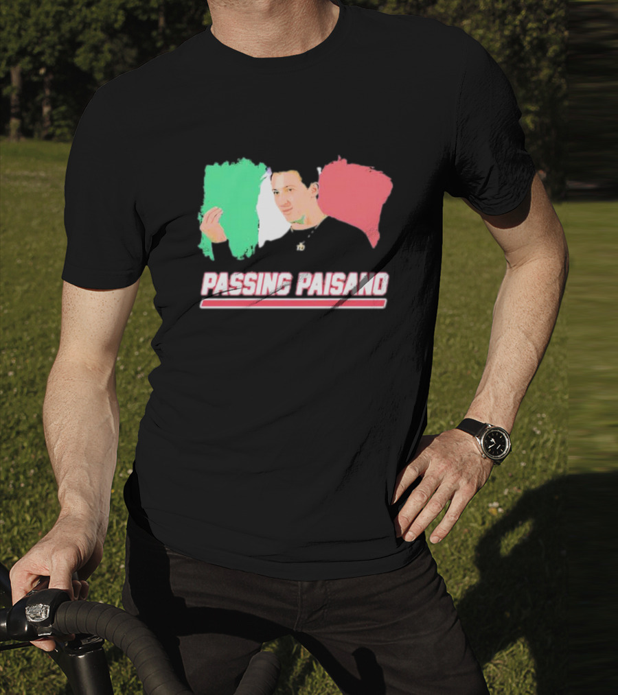 Passing Paisano Italian Gesture Flag Background T-Shirt