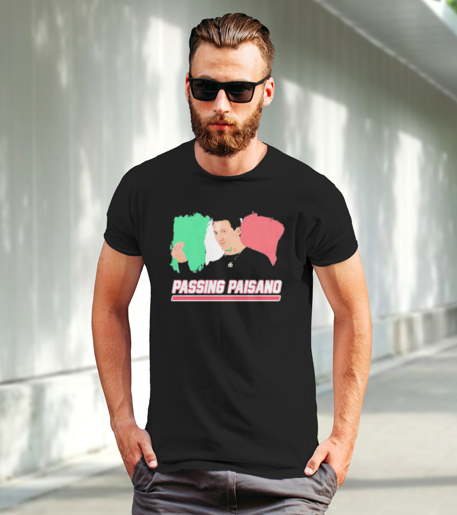 Passing Paisano Italian Gesture Flag Background T-Shirt