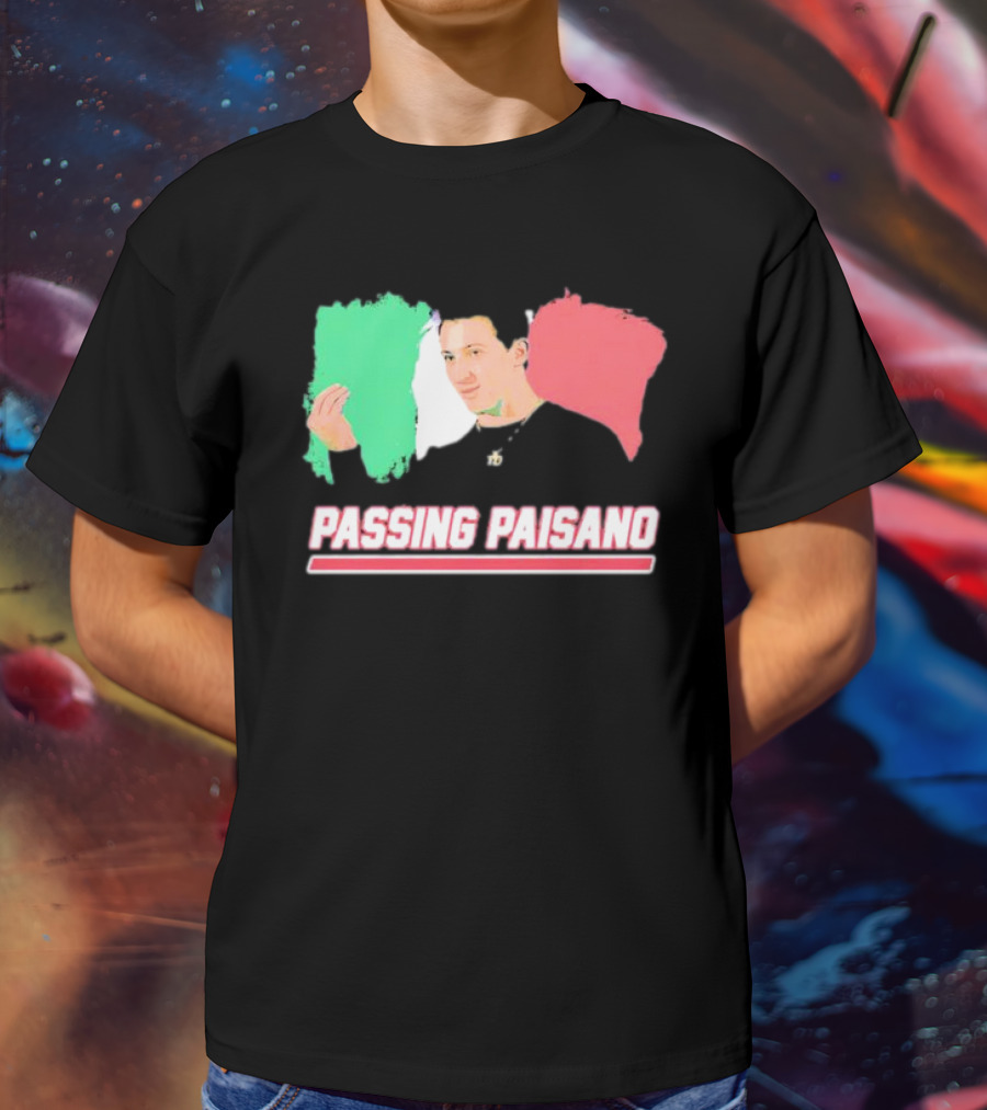 Passing Paisano Italian Gesture Flag Background T-Shirt