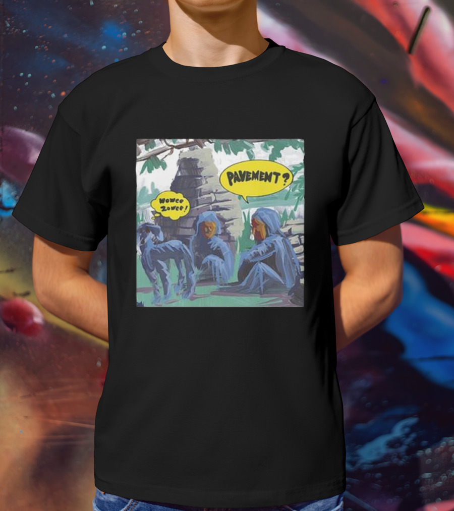Pavement Wowee Zowee Speech Bubbles And Hooded Figures In Outdoor Scene T-Shirt
