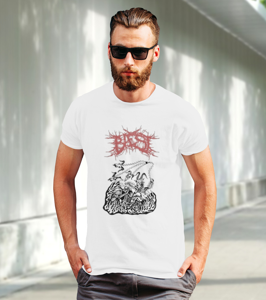 BAEST Biker Goat Rider Chains And Flames T-Shirt