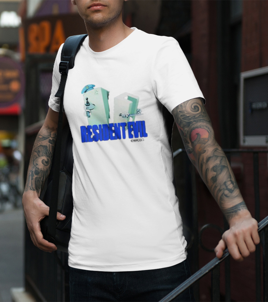 Resident Evil Capcom Tofu Parody Featuring Knife And Hat T-Shirt