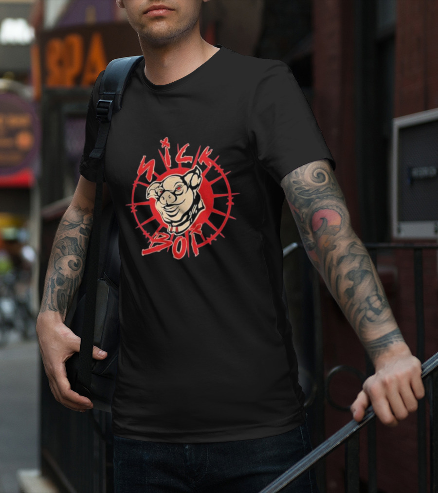 Sick Boy Pig Starburst Emblem T-Shirt
