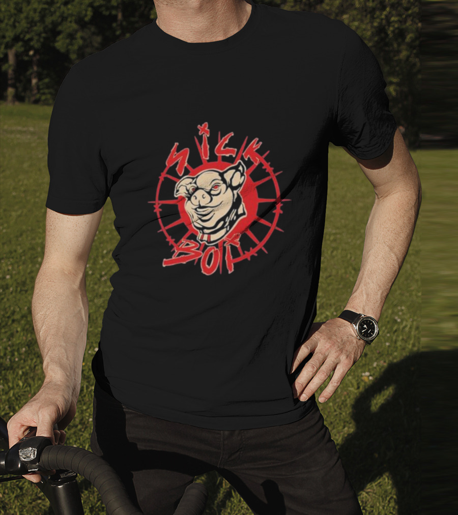 Sick Boy Pig Starburst Emblem T-Shirt