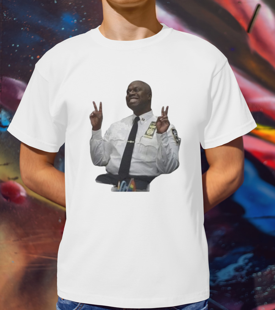 Smiling Captain Raymond Holt Andre Braugher Peace Signs Brooklyn Nine Nine T-Shirt