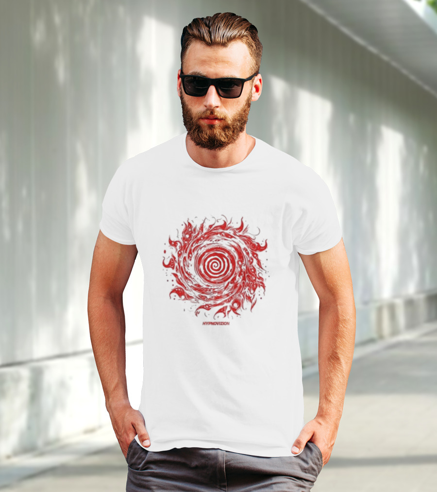 Vortex Flocked Invincible Fire Spiral T-Shirt