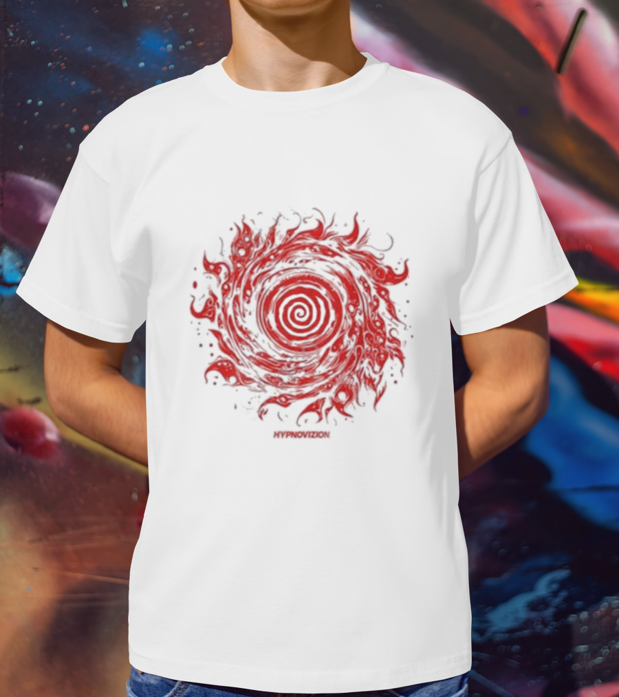 Vortex Flocked Invincible Fire Spiral T-Shirt