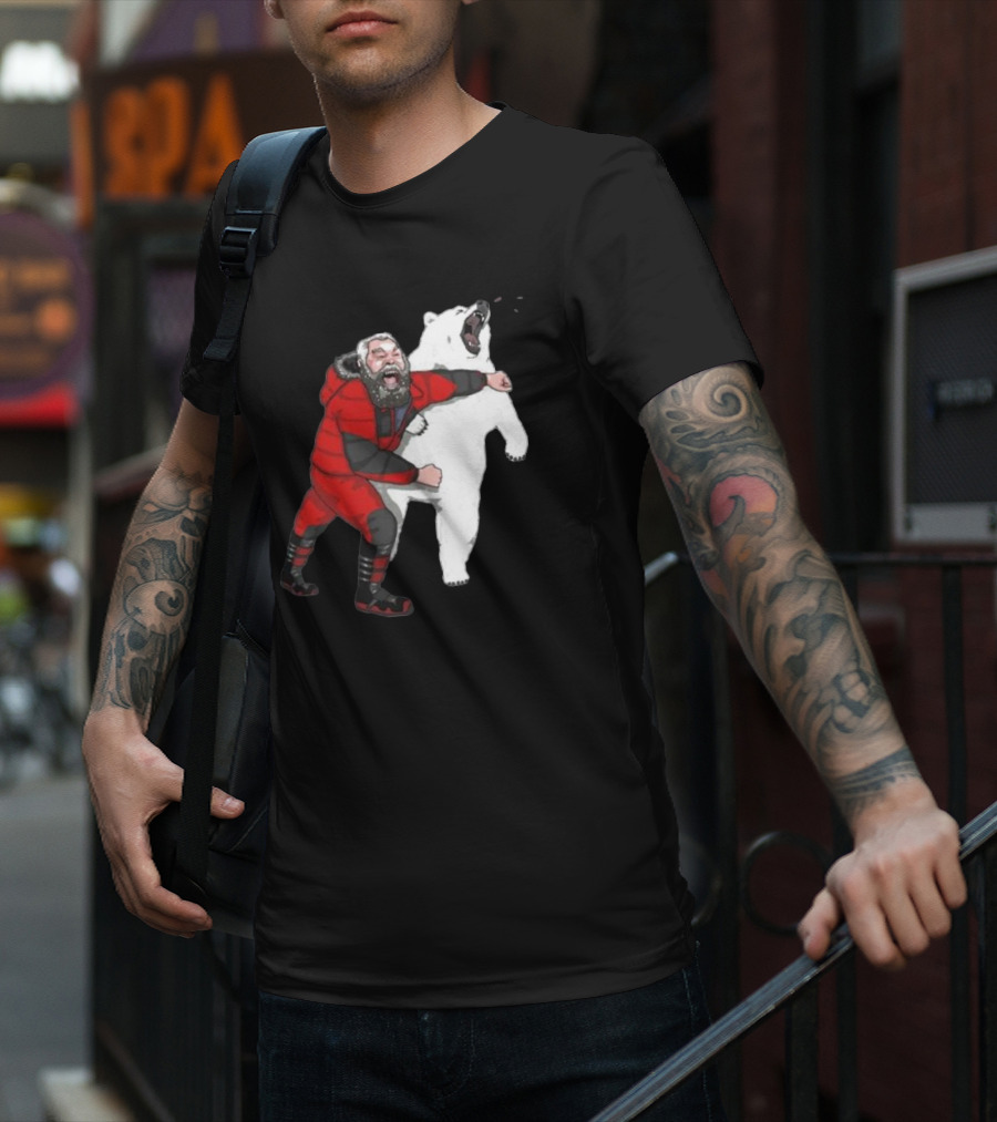 Blessed Bear Fighter Polar Punching Scene T-Shirt