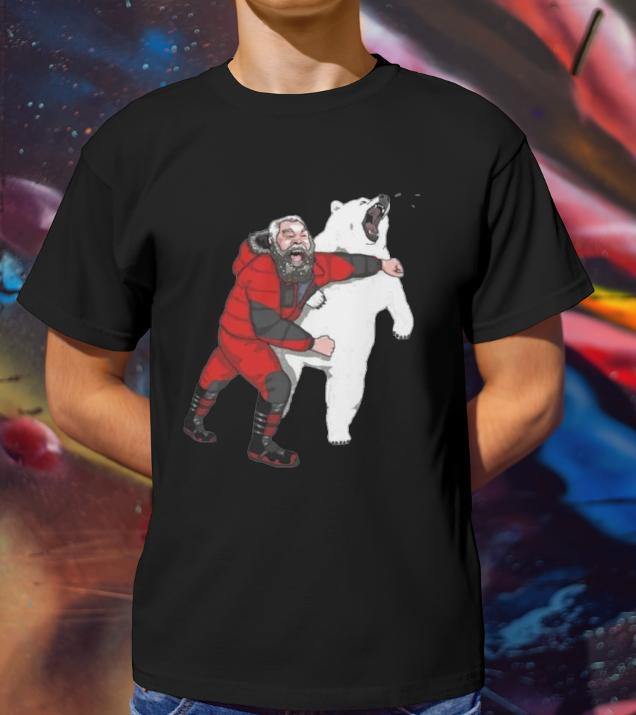 Blessed Bear Fighter Polar Punching Scene T-Shirt