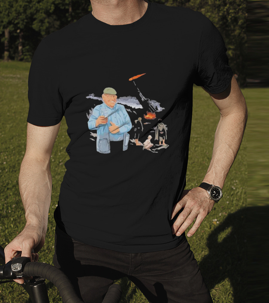 Dibnah Versus Sauron Gandalf, Hobbits, And Industrial Chimney In Middle-earth Scene T-Shirt