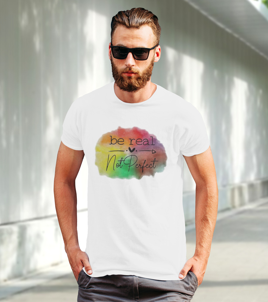 Be Real Not Perfect Casual Print Colorful Heart Arrow T-Shirt