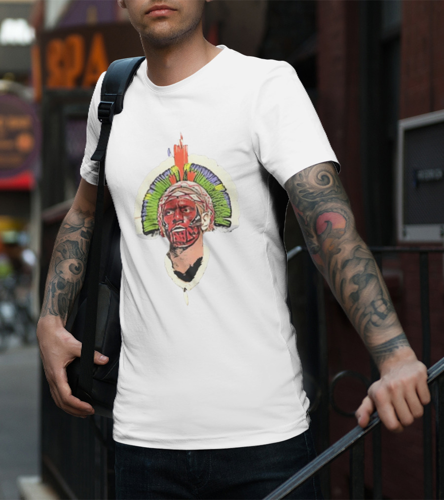Quality Big Face Poatan Indigenous Headdress War Paint T-Shirt