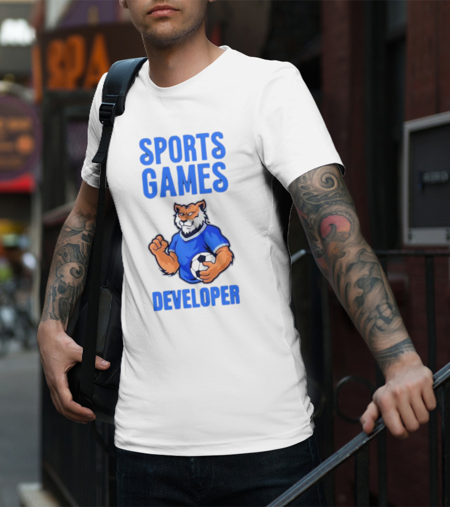 Sports Games Developer Tiger Holding Soccer Ball T-Shirt