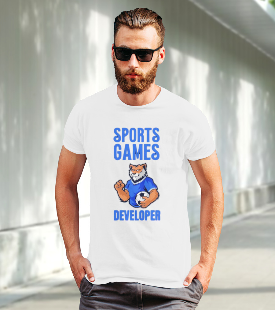 Sports Games Developer Tiger Holding Soccer Ball T-Shirt