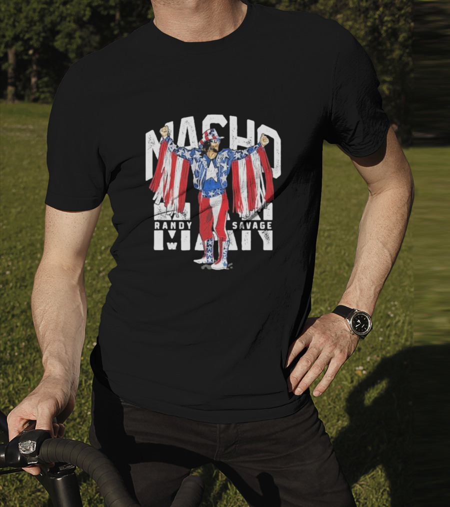Macho Man Randy Savage Stars And Stripes 500 Level Patriotic Pose T-Shirt