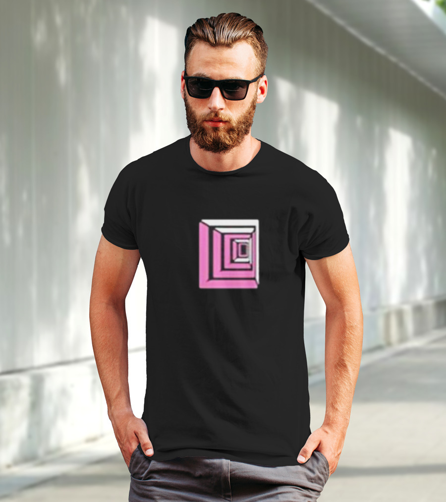 Shoplucid Pink Geometric Square Optical Illusion T-Shirt