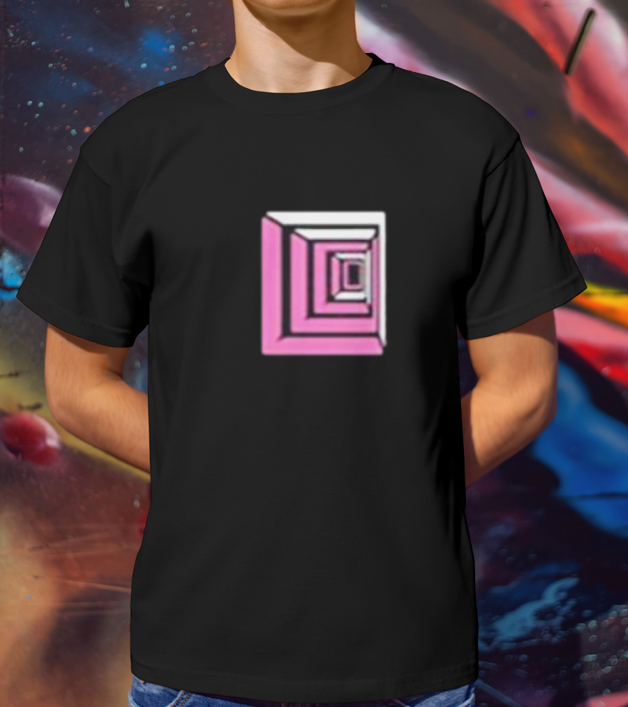 Shoplucid Pink Geometric Square Optical Illusion T-Shirt
