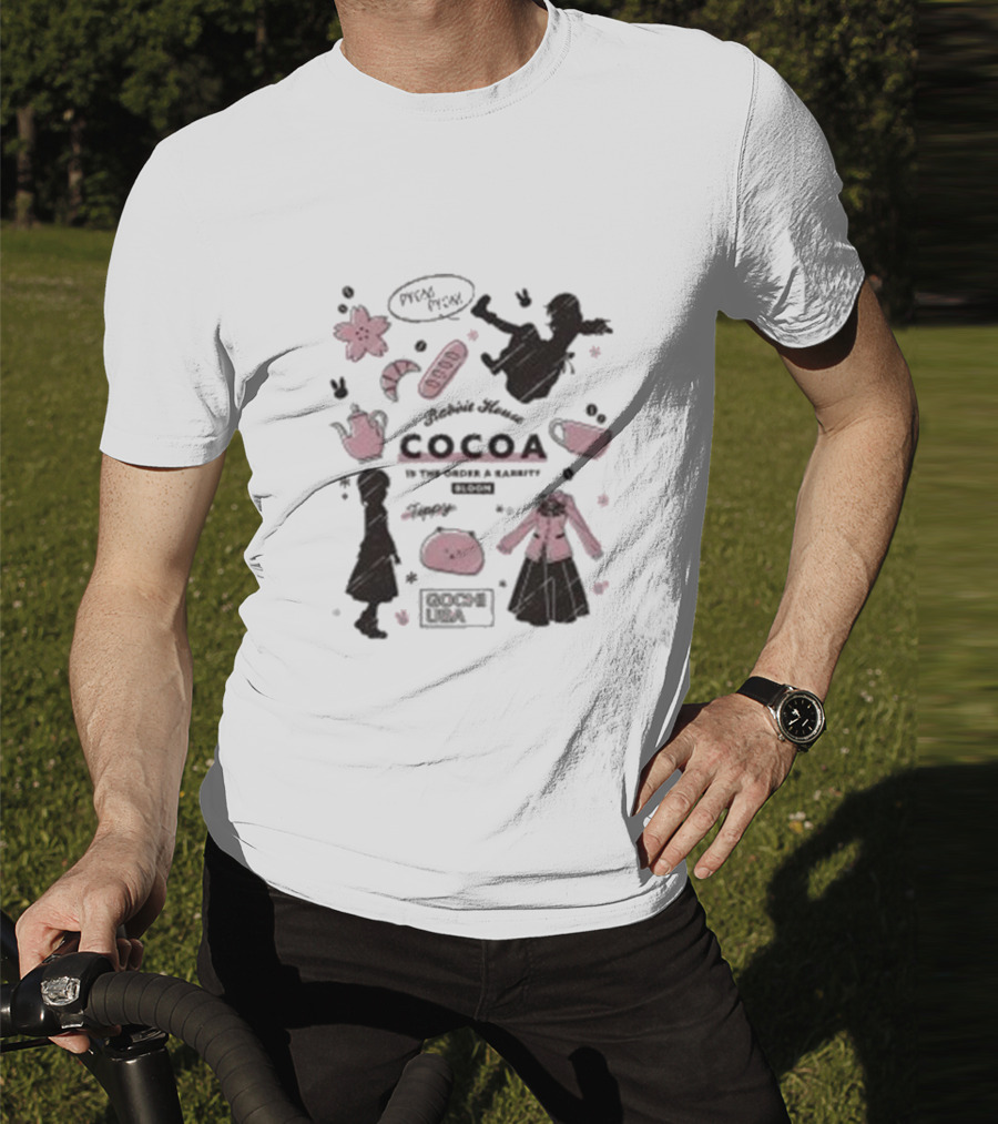 Is The Order A Rabbit Bloom Cocoa Rabbit House Sketch Blossom Tea T-Shirt
