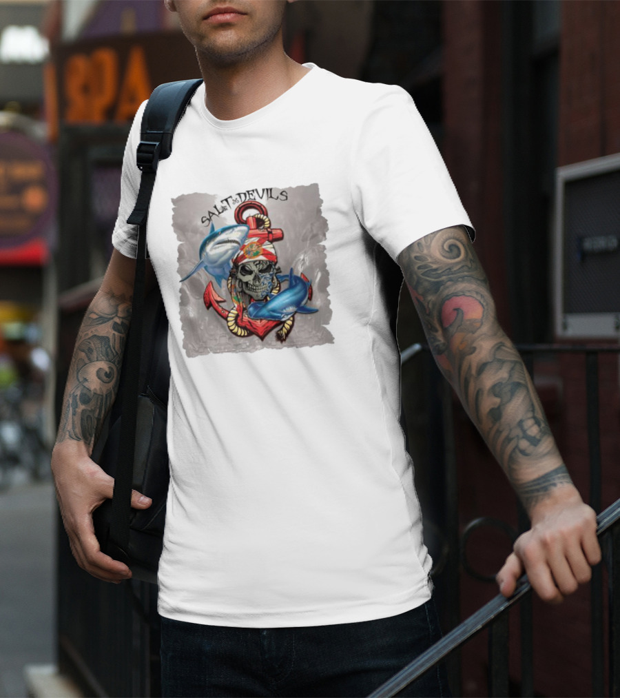 Salt Devils Pirate Skull Anchor Sharks T-Shirt