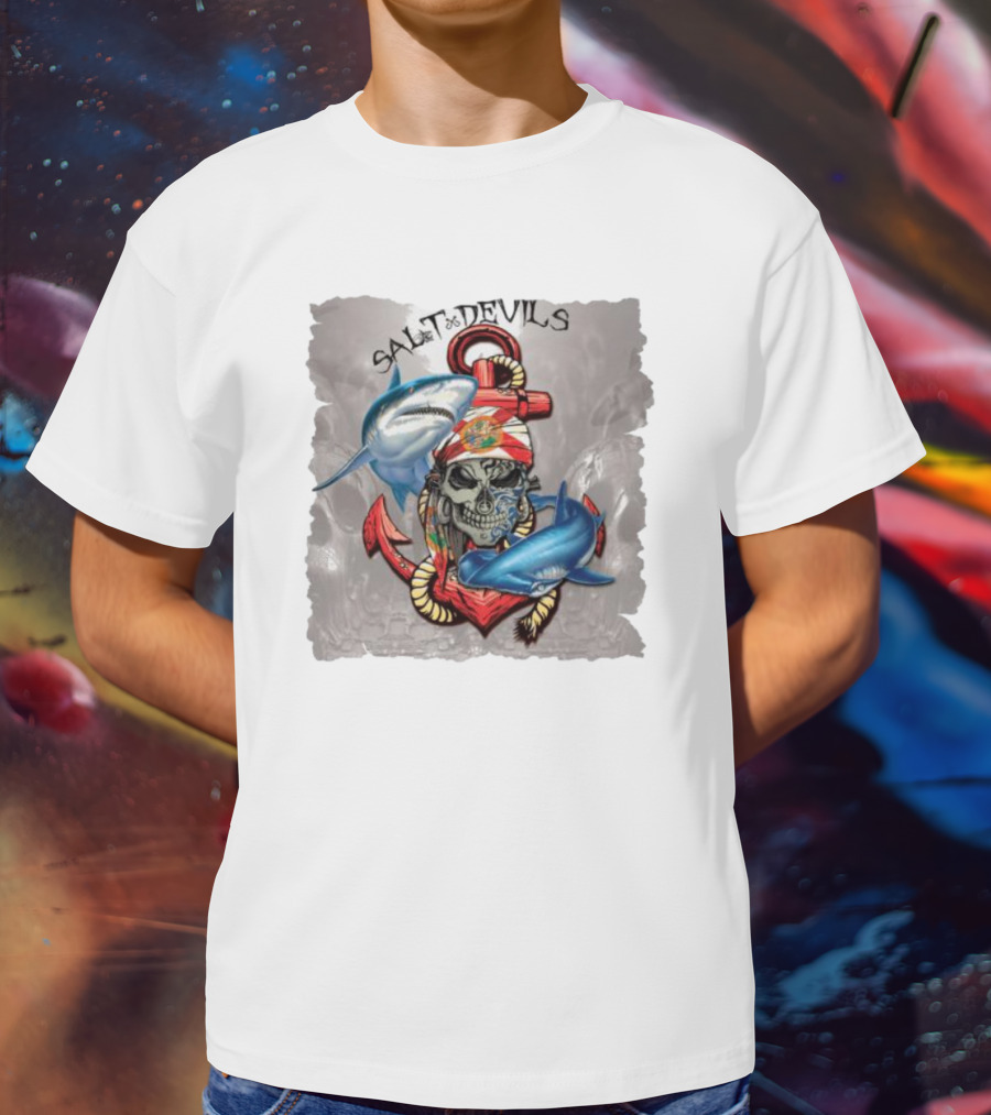 Salt Devils Pirate Skull Anchor Sharks T-Shirt
