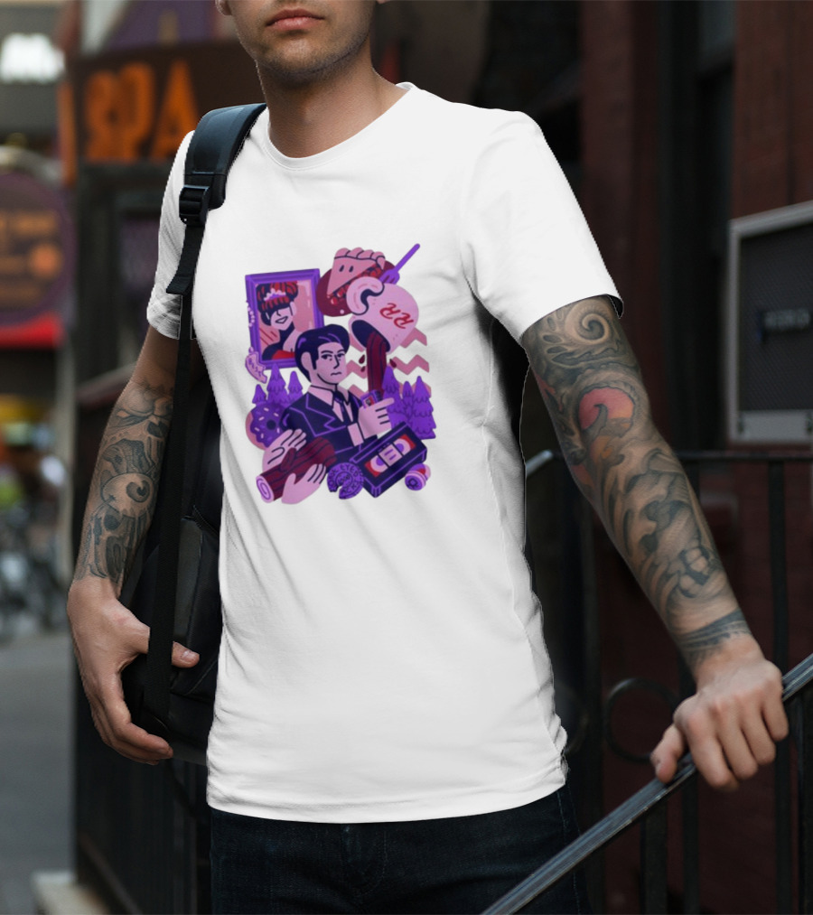 Theyetee Meanwhile Twin Peaks Agent Cooper Coffee Donuts Log VCR T-Shirt