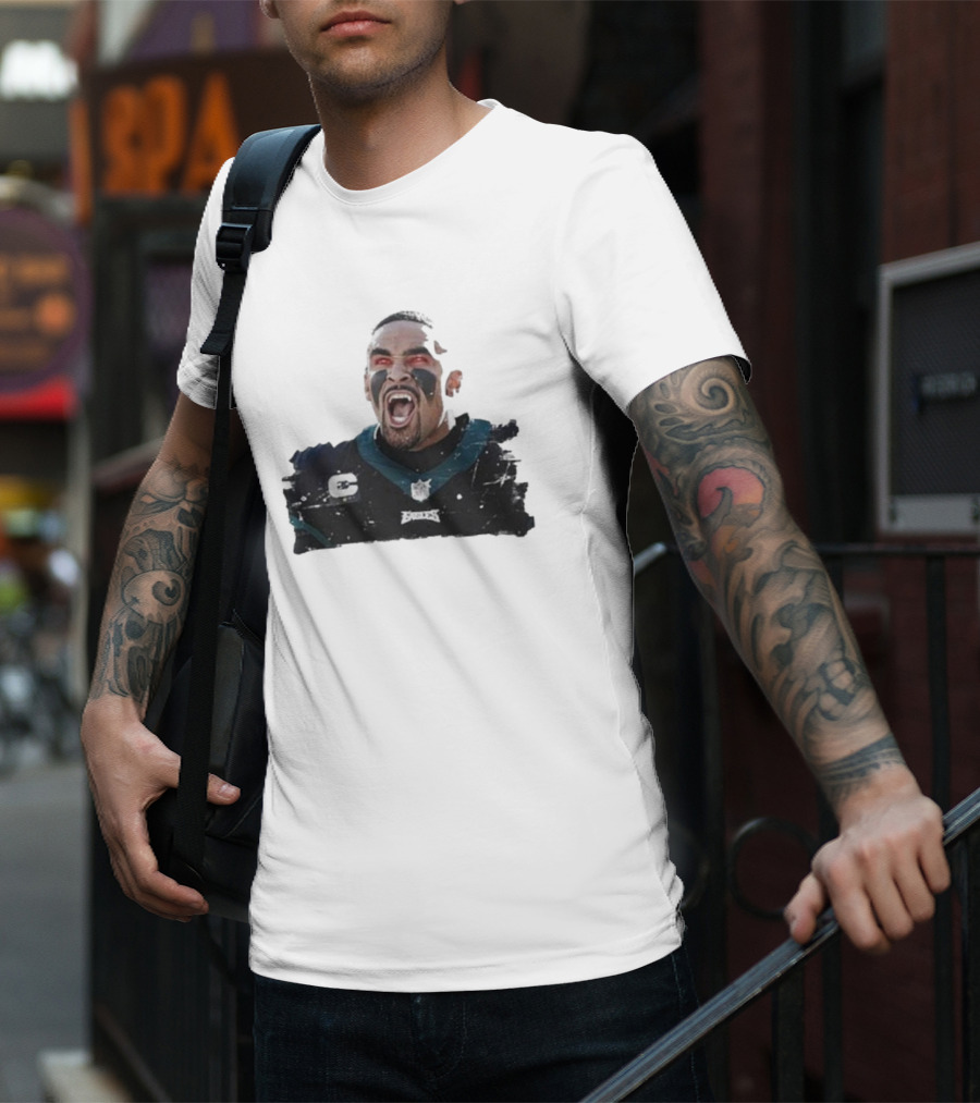 Quality Jalen Hurts Unleashed Fangs Out Eagles Football Action T-Shirt