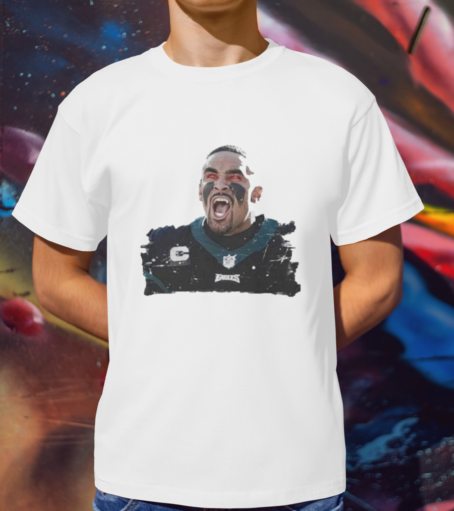 Quality Jalen Hurts Unleashed Fangs Out Eagles Football Action T-Shirt