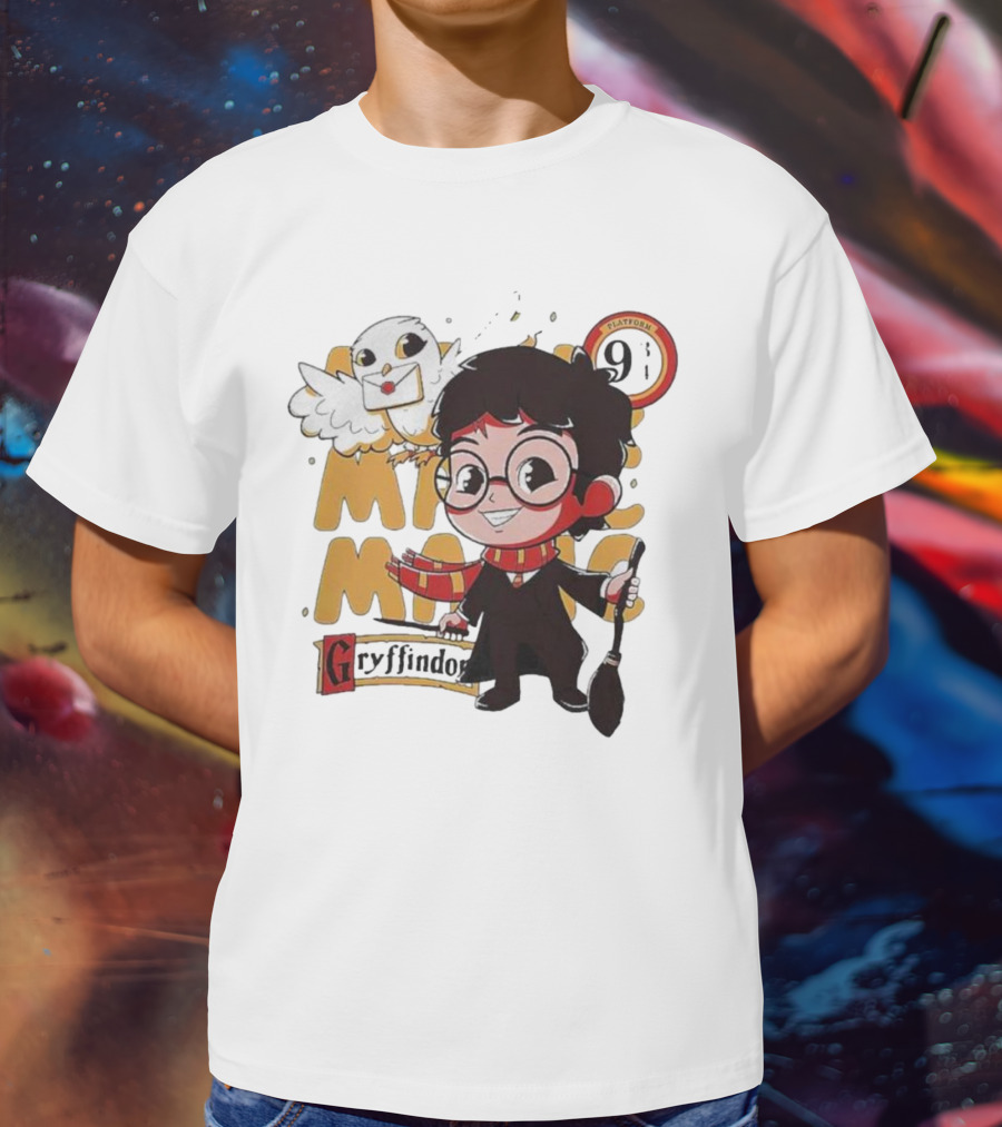 Magic Boy Gryffindor Platform 9¾ Owl And Broom T-Shirt