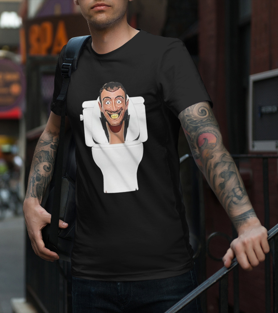 Skibidi Toilet Funny Face Character Head In Commode T-Shirt