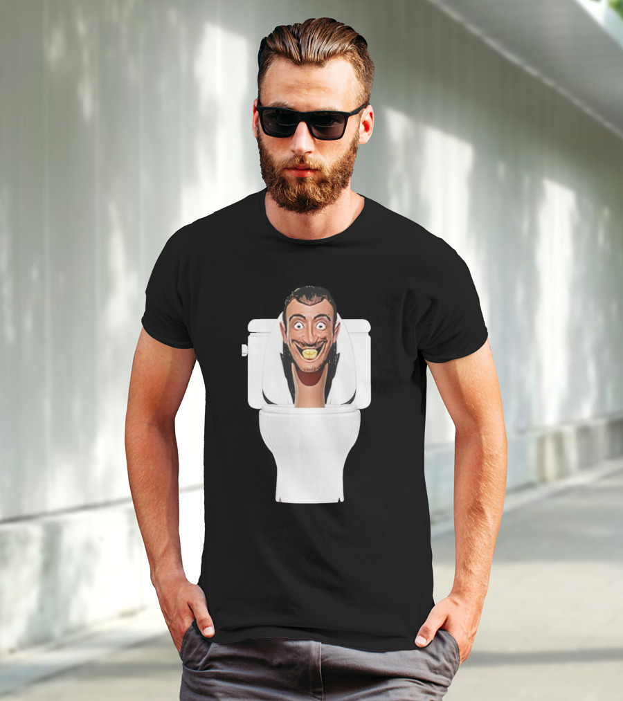 Skibidi Toilet Funny Face Character Head In Commode T-Shirt