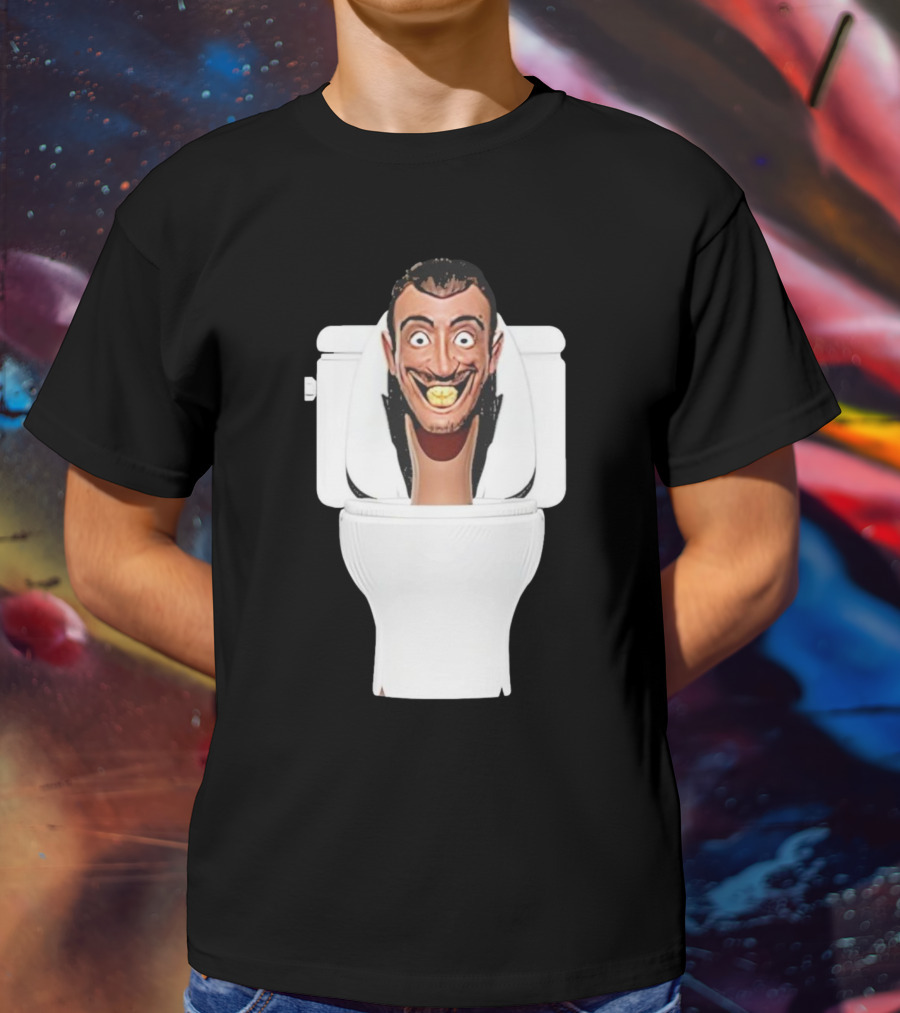 Skibidi Toilet Funny Face Character Head In Commode T-Shirt