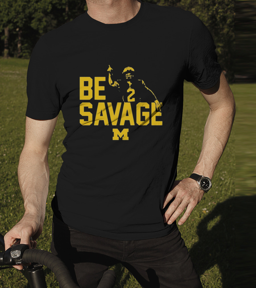 Be Savage Michigan Football Number 2 M T-Shirt