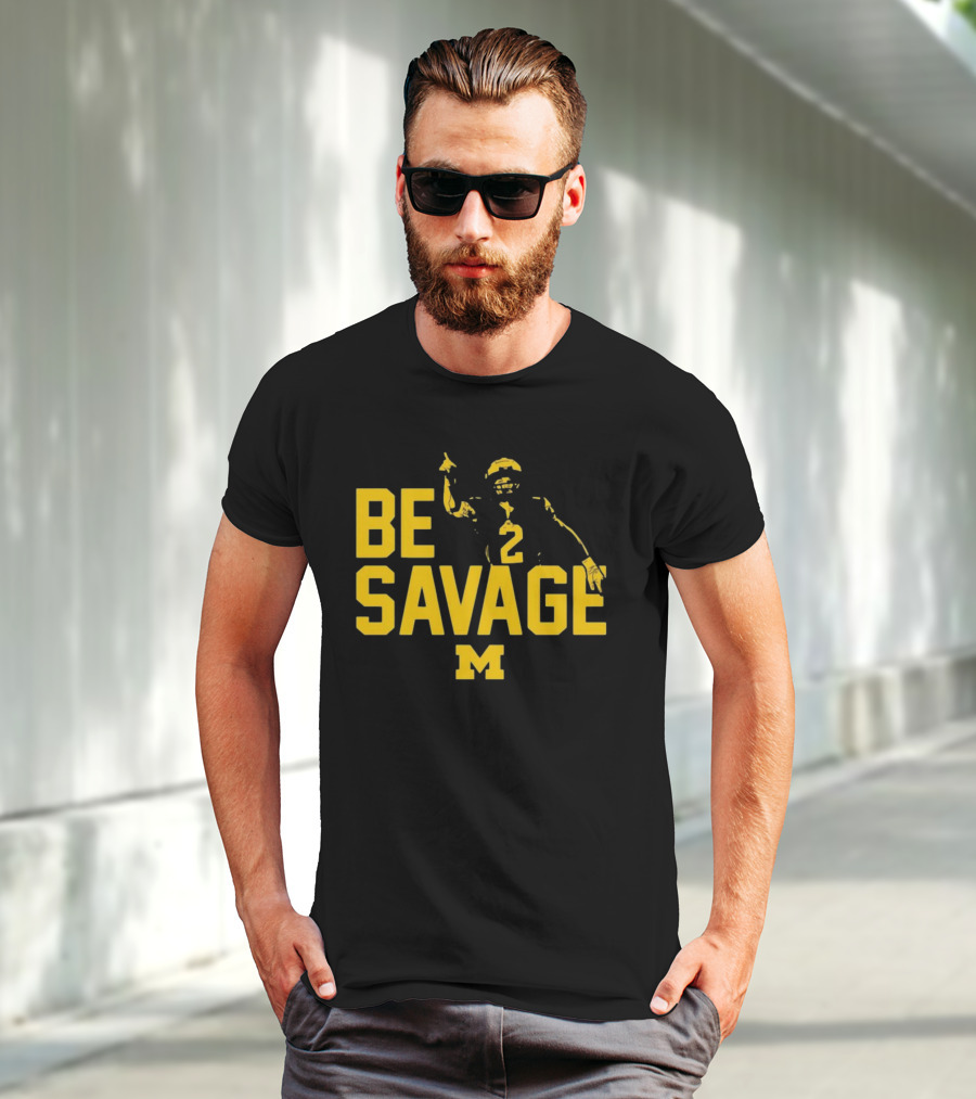 Be Savage Michigan Football Number 2 M T-Shirt