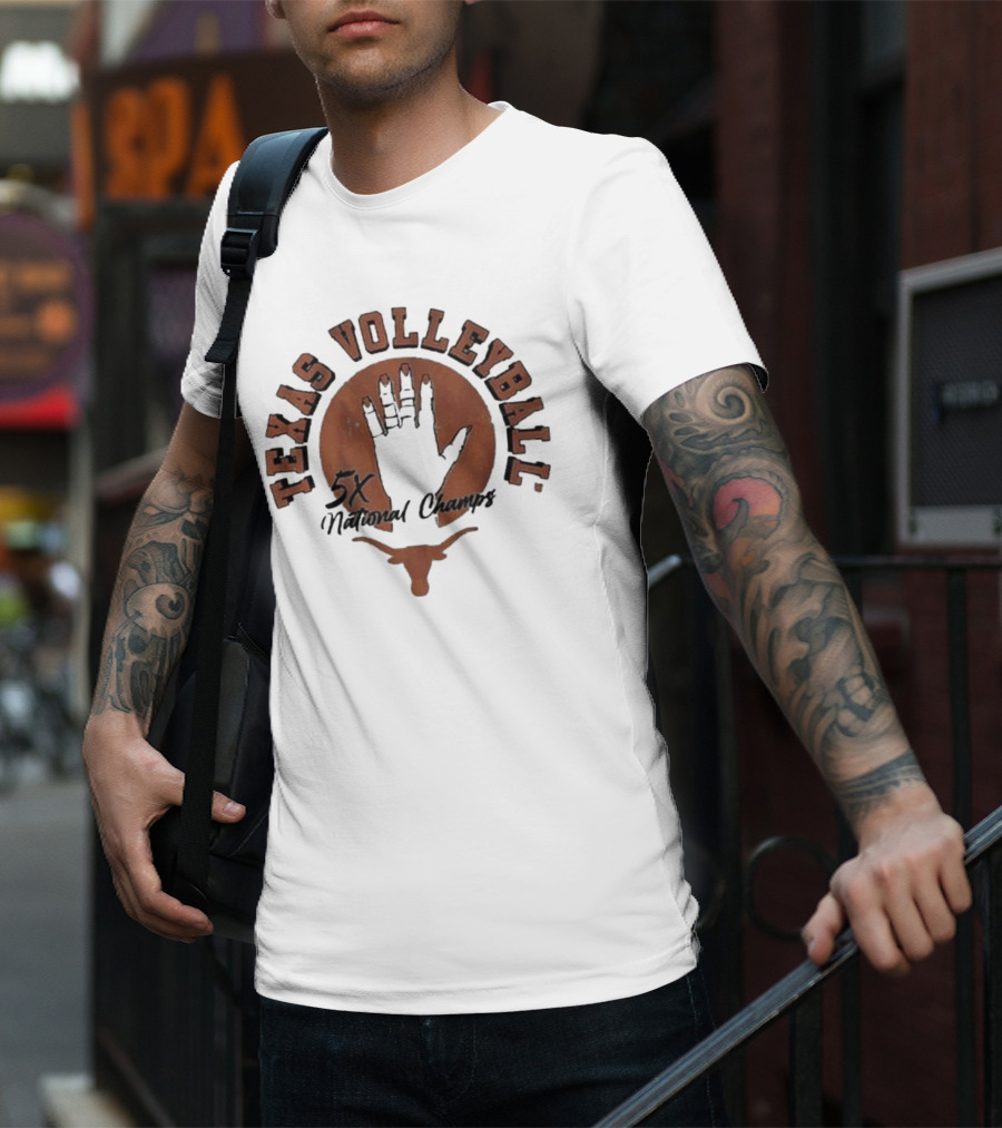 Texas Volleyball 5x National Champs Longhorn Handprint T-Shirt