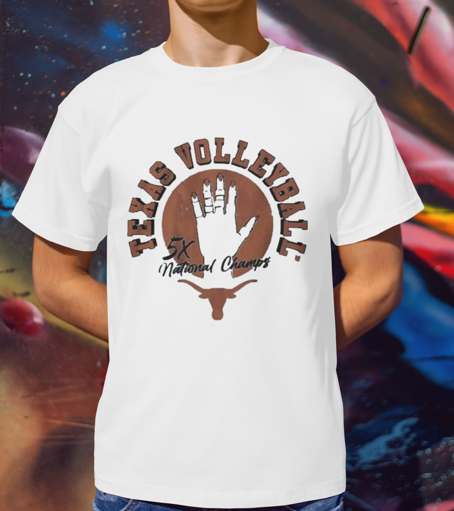 Texas Volleyball 5x National Champs Longhorn Handprint T-Shirt