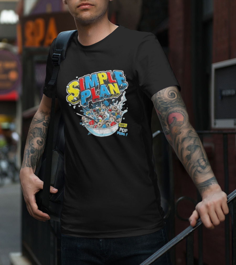 Simple Plan Pop Punk Cereal Bowl Explosion 100% T-Shirt
