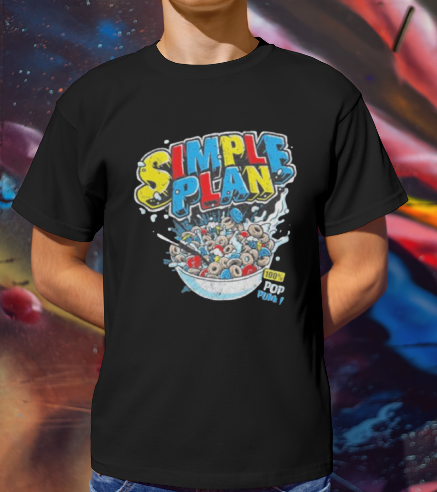 Simple Plan Pop Punk Cereal Bowl Explosion 100% T-Shirt