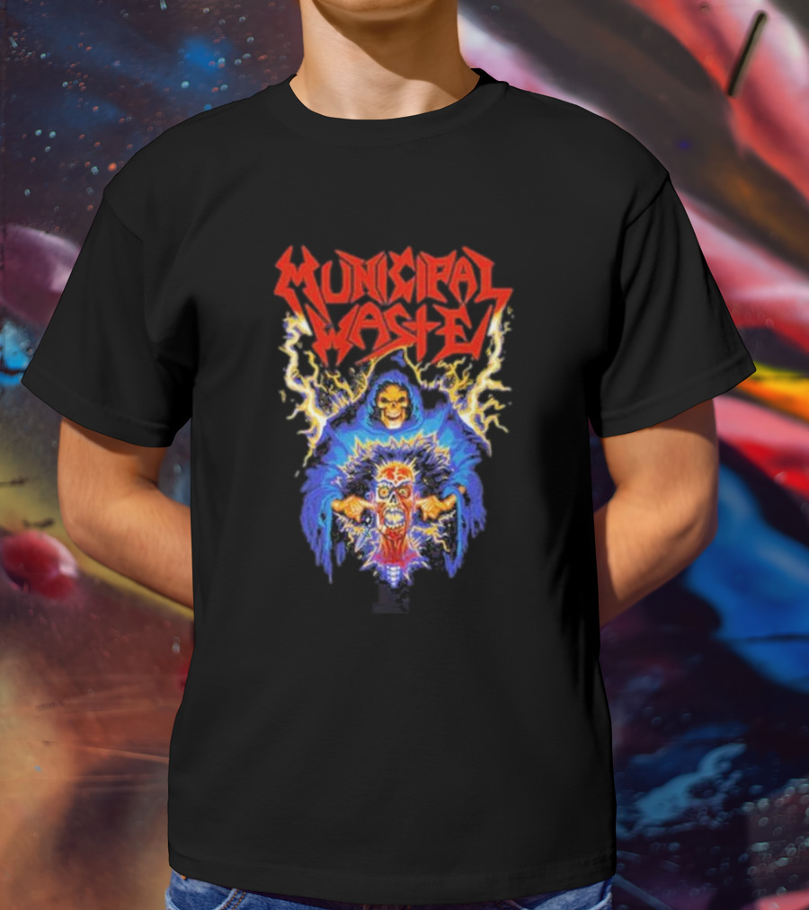 Municipal Waste Wet Willy Grim Reaper Electric Skull T-Shirt