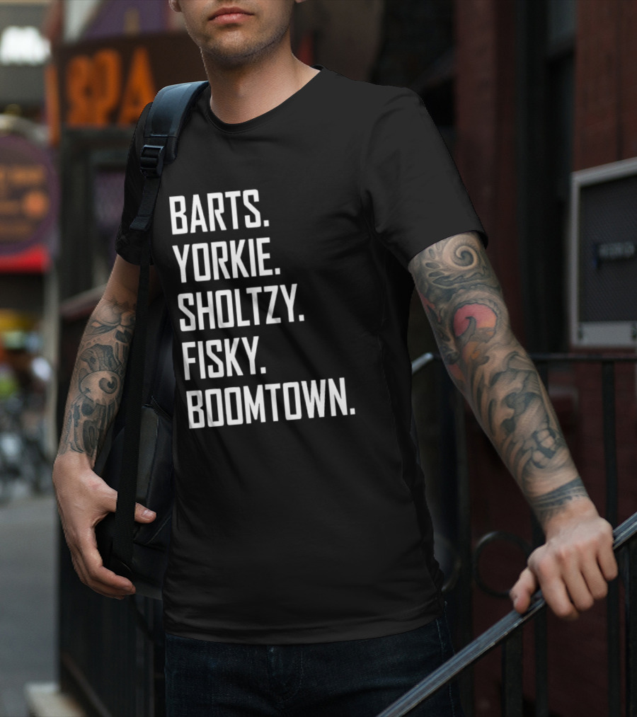 Barts Yorkie Sholtzy Fisky Boomtown Text Sequence T-Shirt