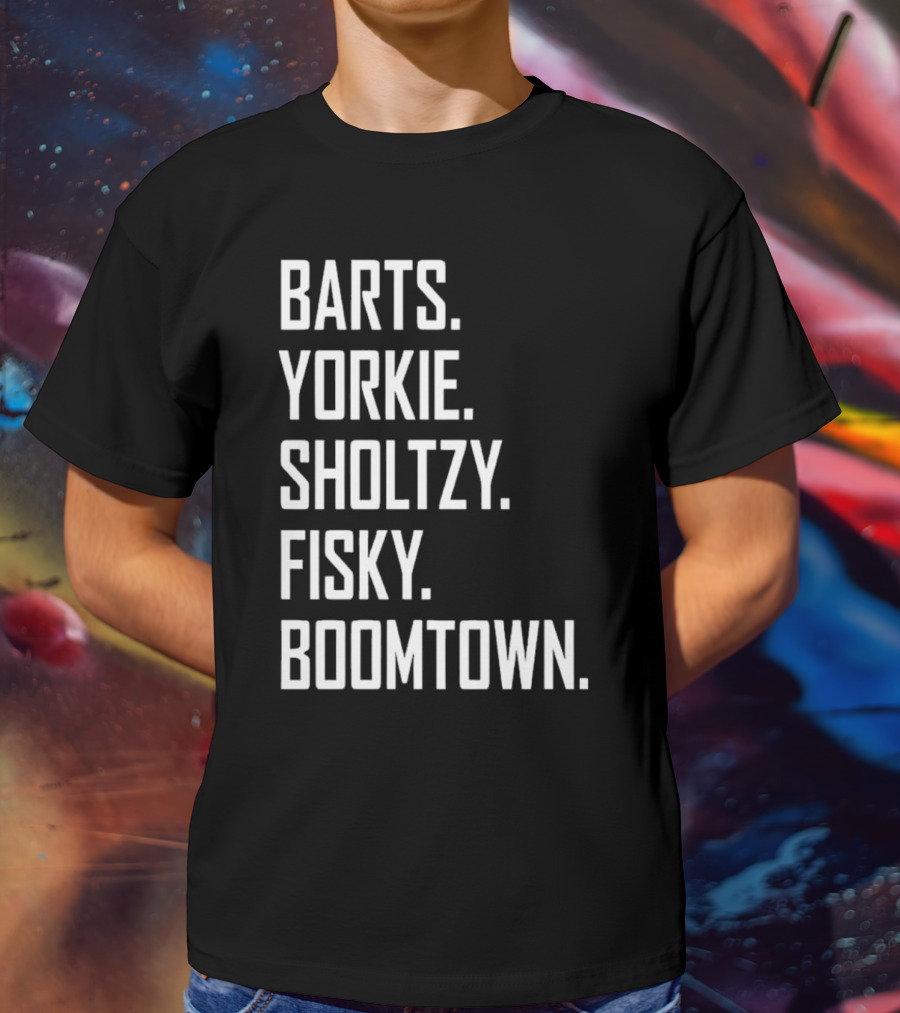 Barts Yorkie Sholtzy Fisky Boomtown Text Sequence T-Shirt